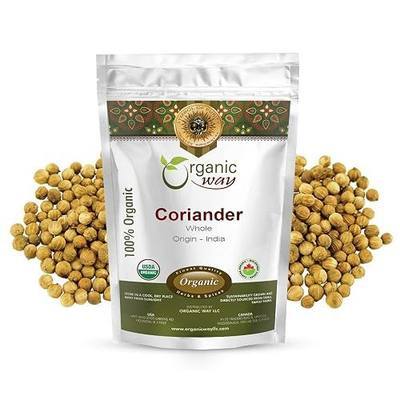 Organic Way Premium Coriander Whole (Coriandrum sativum) - Adds Flavour & Aroma | Organic & Kosher Certified | Perfect for Tea, Soups, Sauces and more - USDA Certified | Origin - India (16 Ounces)