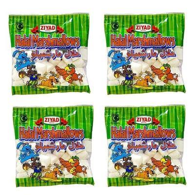 Ziyad Gourmet Halal Large Marshmallows, Pork-Free, Egg-Free, Dairy-Free, Gluten-Free, Perfect for Holidays and S’mores! 8.8oz (Pack of 4)