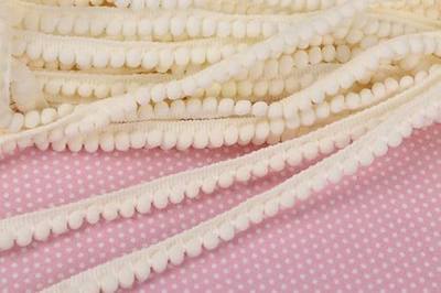 YYCRAFT 20 Yards 3/8" Wide Tiny Pom Pom Ball Fringe Trim DIY Craft Sewing Accessory for Home Curtain Clothes Pillow Decoration(pom Size 5mm,Ivory)