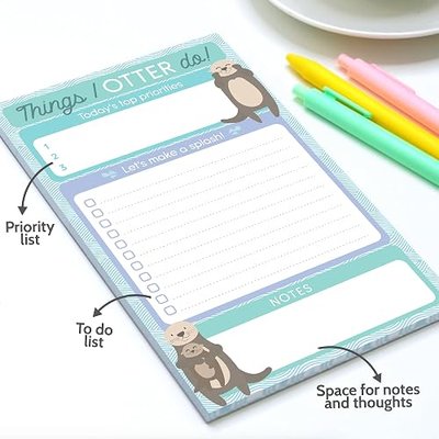 T MARIE Daily To Do List Notepad - 50 Sheets 5.5 x 8.5” Productivity Task Planner and Habit Tracker Pad - Cute Otter Gift Idea and Office Supplies to Reach Goals and Track Tasks and Appointments