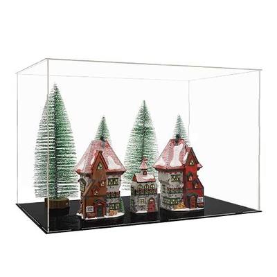 Clear Self-Assembly Acrylic Display Case with Black Acrylic Base,Acrylic Boxes for Display,Dustproof Showcase,Cube Countertop Box,Display Cases for Collectibles Figures Home Organiztion(10x6x7 inch)