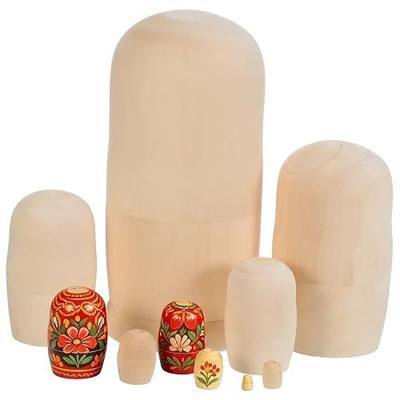 Kisangel 10Pcs DIY Wooden Russian Nesting Dolls - Unfinished Matryoshka Dolls for Crafting Perfect for Kids and Holiday Decorations