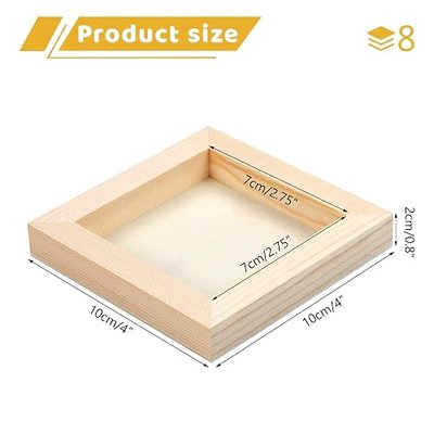 8 Pack Unfinished Square Wood Panels,4" x 4"/10cm x 10cm,Blank Wooden Canvas Cradled Painting Panel Boards for Drawing,Painting,Pouring,Wood Burning and DIY Arts Crafts Projects