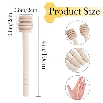 24 Pcs Honey Dipper Sticks, 4 Inch Mini Wooden Honeycomb Stick | Honey Stirrer Stick for Honey Jar Dispense Drizzle Honey and Wedding Party Gift