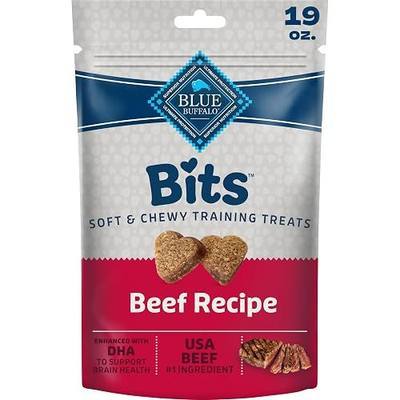 Blue Buffalo Bits Beef Soft & Chewy Dog Treats, Bite-Sized for Training, Made with Real Beef & Enhanced with DHA, Heart-Shaped Dog Treats, Made in the USA with Natural Ingredients, 19 oz.