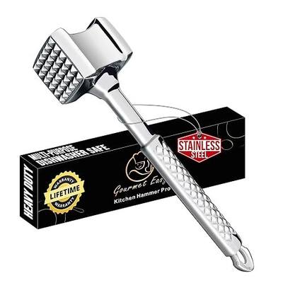 Gourmet Easy Classic Meat Tenderizer Tool, Non-Slip Grip Lifetime Replace | Dual-Sided Heavy-Duty Design for Effortless Tenderizing of Steak,Chicken and Poultry , Dishwasher Safe, Lifetime Replacement