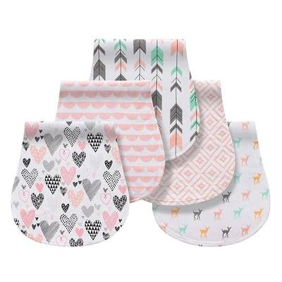 Little Tots Burp Cloths 100% Cotton Baby Burp Set, Absorbent & Soft Burping Cloth Newborn Towel for Newborns & Babies Boys & Girls Unisex 5 Pack (Full of Love)
