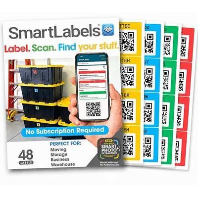Smart Labels QR Code Stickers with AI Photo Analysis App - Auto-Creates Item Descriptions - No Typing - Made in USA - QR Code Labels for Storage & Inventory Tracking, Organization & Moving, Pack of 48