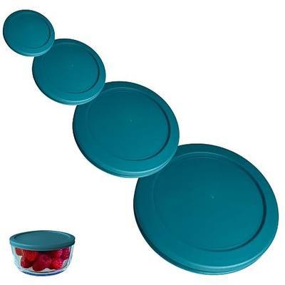 1, 2, 4 & 7 Cup Turquoise Replacement Lids/Covers for Pyrex, Anchor Hocking & KlareWare Storage Bowls *Lids Only Glass Container Not Included* (4 Pack *One of Each Size*)