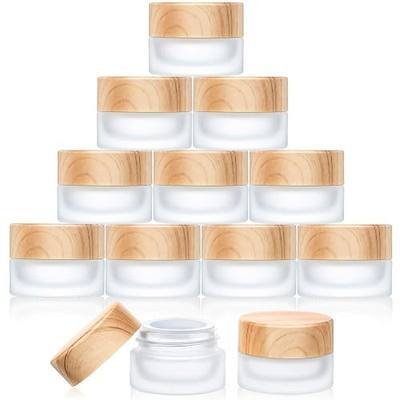 Geiserailie Glass Sample Jars Empty Cosmetic Containers with Leak Proof Lids Makeup Sample Containers for Lotion Cream Cosmetic Travel Container Skincare(10 Pieces,5 Gram)