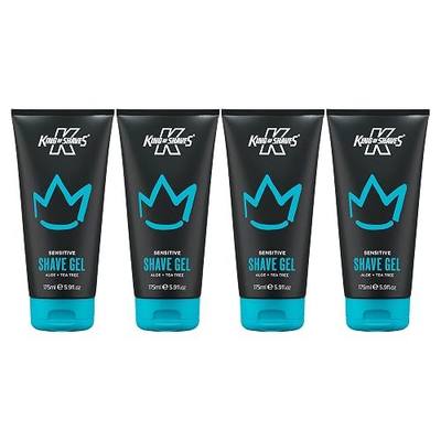 King of Shaves Sensitive Shave Gel Quad Pack 4 x 5.92 fl oz | Clear Low Foam Shaving Gel For Sensitive Skin With Aloe Vera To Reduce Razor Irritation. Vegan Formula.