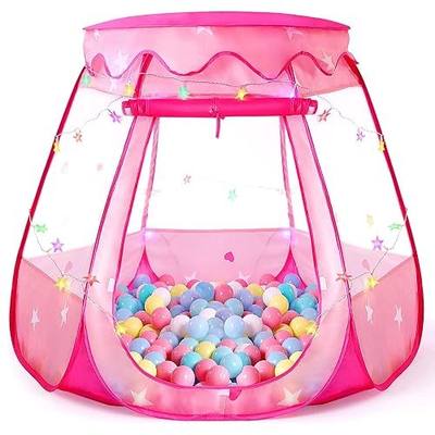 Pop Up Princess Tent with Colorful Star Lights, Toys for Girl Birthday Gift, Ball Pit for Toddlers with Carrying Bag, Baby Girl Toys, Indoor&Outdoor, Easy to Pop Up and Assemble