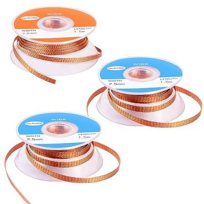 Solder Wicks, 3 Pack No-Clean Solder Braided Wicks Desoldering Wicks For Solder Removal Tool, 0.1/0.08 Inch Width 1.5 Meter Length