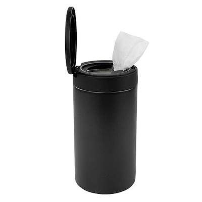 Spectrum Disinfecting Wipes Container Refillable Stainless Steel Wipe Holder for Bathroom Kitchen School Classroom, Reusable Push Button Wet Wipe Dispenser for Disinfect Cleaning Countertop, Black