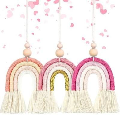 Frienda 3 Pieces Boho Rainbow Car Charm Essential Oil Diffusers for Car Cute Air Fresheners Handmade Hanging Accessories Decor(Classic Style)