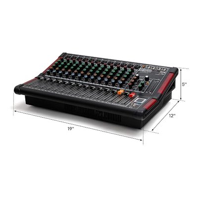 TC-Home 12 Channel Powered Mixer Mixing Amplifier TRS w/USB Slot 16DSP Bluetooth