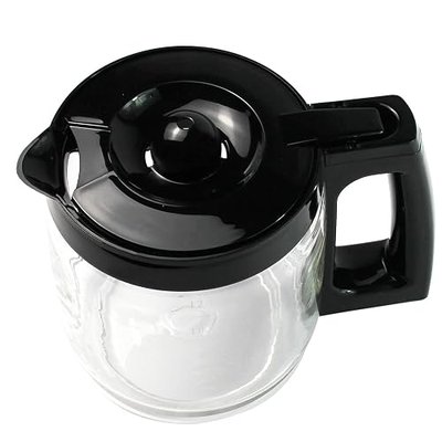 12-Cup Replacement Glass Coffee Carafe Compatible with Hamilton Beach Flexbew Coffeemaker, Coffee Pot Fits 49980A, 49980Z, 49983, 49618, 46300, 46310, 49976, 49966, 49350 Series, Black