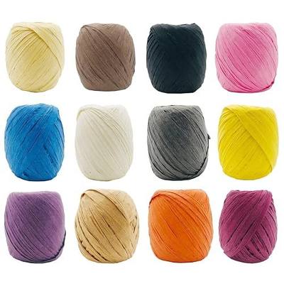 12 Rolls Raffia Paper Ribbon, 787 Feet Raffia Twine String | for Christmas Valentine's Day Party Gifts Wrapping Florist Bouquets DIY Craft Decoration Weaving, 12 Colors