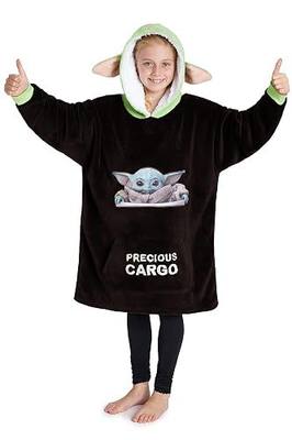 Disney The Mandalorian Blanket Hoodie for Kids, Teens, Baby Yoda Sherpa Hooded Blanket Sweatshirt, Gifts for Kids