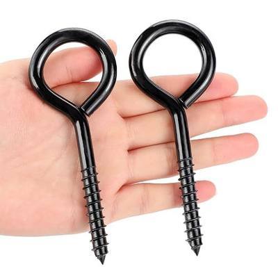 YGAOHF 5 Inch Eye Hooks Screw in Heavy Duty, 500 LBS Capacity, Large Stainless Steel Eye Hooks for Hanging, Black Eye Bolts for Indoor & Outdoor Heavy-Duty Applications