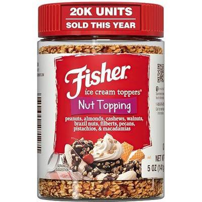 Fisher Mixed Nuts Ice Cream Topping, 5 oz, Peanuts, Almonds, Cashews, Walnuts, Brazil Nuts, Filberts, Pecans, Pistachios & Macadamias, Gluten-Free, No Added Sugars, Ice Cream, Yogurt, Salad Toppings