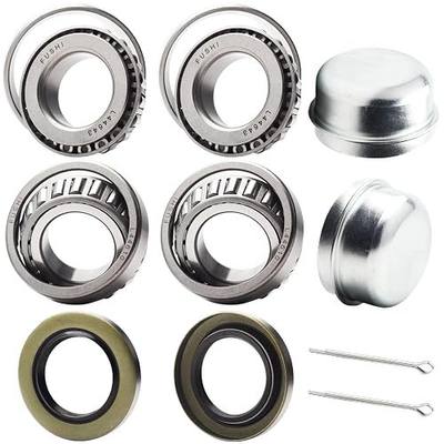 2 Set Fits for 1'' Axles Trailer Wheel Hub Bearings Kit, L44643/L44610,1.000" ID, 1.980" OD, 0.580" Width,12192TB Seal OD 1.980'',Dust Cover and Cotter Pin.