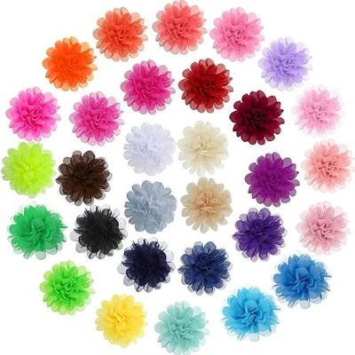 WILLBOND 30 Pcs Dog Collar Flowers Bulk for Puppy Cat Grooming | 30 Colors, Dog Collar Charms, Pet Flower Bow Ties, Elastic Band, Soft Chiffon Material, Pet Accessories