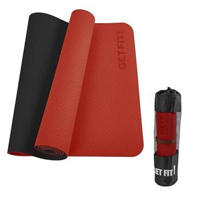 GET FIT! Eco Friendly TPE Yoga Mat Non-Slip surface 6mm thick with Carrying Strap. Lightweight easy to roll and carry.