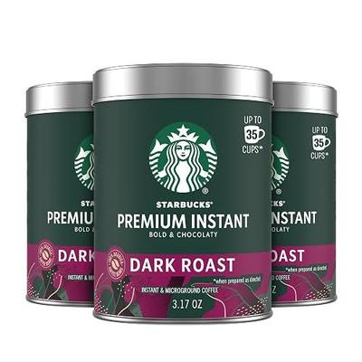 Starbucks Premium Instant Coffee Dark Roast, 3 Tins 3.17 oz | 100% Arabica premium instant and microground coffee; Dark Roast; 3 tins, 3.17 oz each