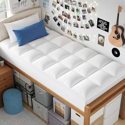ELEMUSE Twin XL Mattress Topper for College Dorm, Thick Pillow Top Bed Pad | Extra long twin mattress pad with deep pocket, plush college dorm room essential for girls & guys, ideal for back to school