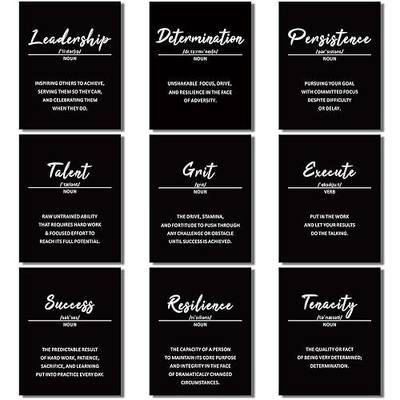 Outus 9 Inspirational Wall Art Prints for Classroom Office, 8x10, Unframed | Black Motivational Quote Posters, Teens Adults Decor, Affirmation Prints, College Dorm, Living Room Wall Decorations