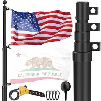 Telescoping Flag Pole for Outside House, 20 FT Heavy Duty 45K PSI & 95 HBW Hard Aerospace Aluminum Flagpole Kit, Unbending Telescopic Outdoor In-Ground Flag Poles with 3x5 American Flag for Yard