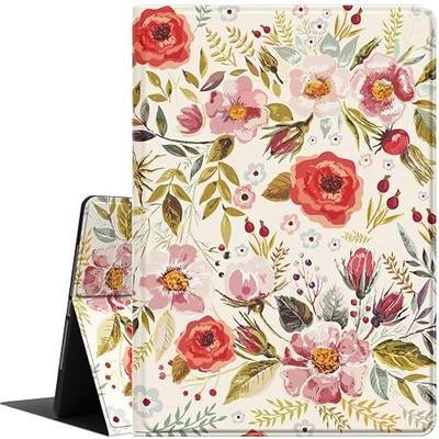 Feams Case for iPad 9th/8th/7th Generation Case, PU Leather iPad 10.2 Case 2021 2020 2019 Flip Stand Cover with Auto Wake/Sleep for iPad 9th/8th/7th Gen 10.2 Inch 2021 2020 2019, Vintage Flower