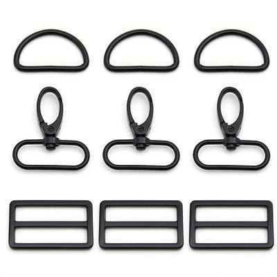 15Pcs Metal Swivel Snaps Hooks with D Rings and Tri-Glides Slide Buckles for Key Lanyard Purse Bag Straps Dog Collars DIY Sewing Hardware Craft (1-1/2 inch, Electrophoresis)