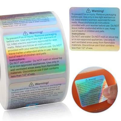 MILIVIXAY 600 Pieces Wax Melt Warning Labels Candle Warning Stickers for Clamshell, 1.8 x 1.5 inches