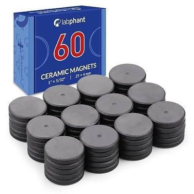 Ceramic Round Disk Magnets, 60 Pieces, 1 Inch x 5/32 Inch ( 25 x 4 mm) Thickness - Craft Magnets for DIY, Art Projects, Whiteboards & Fridge Organization