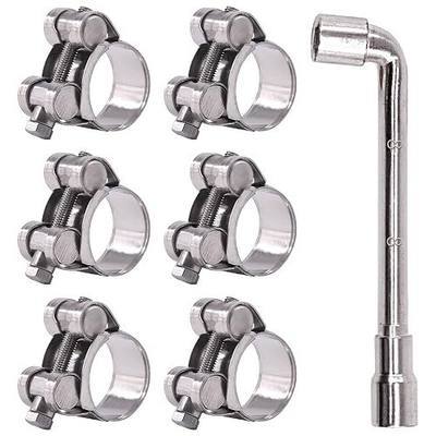 Glarks 6Pcs 23-25mm T-Bolt Hose Clamps 304 Stainless Steel Heavy Duty Ear Clamp Tube Clamp Adjustable Pipe Clamps for 0.9''-1'' Dia Range Hose (23-25MM)