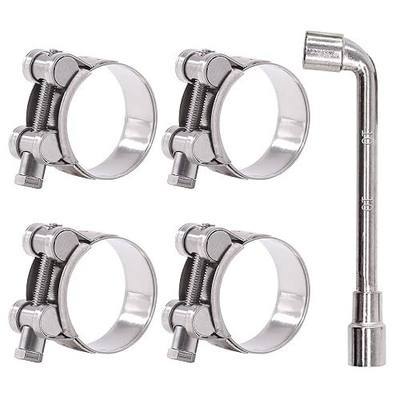 Glarks 4Pcs 40-43mm T-Bolt Hose Clamps 304 Stainless Steel Heavy Duty Ear Clamp Tube Clamp Adjustable Pipe Clamps for 1.6''-1.7'' Dia Range Hose (40-43MM)