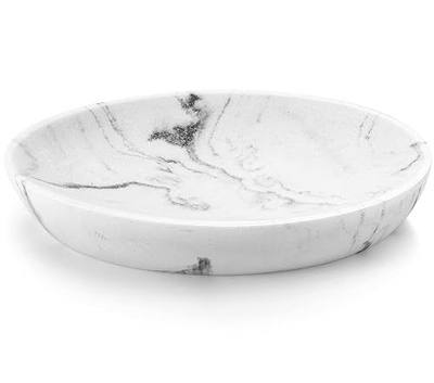 Luxspire Oval Soap Dish, Resin soap Holder for Bathroom, Gravel White | Wooden texture design, Holds bar soap, sponges, and scrubbers, For shower, bathroom, sink, and kitchen use