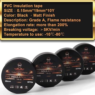 Black Electrical Tape, Waterproof Tape, Flame Retardant Tape, High-Temperature Resistance Electric Tape, Insulating Tape for Outdoor and Indoor, 3/4-In X 66FT (1)