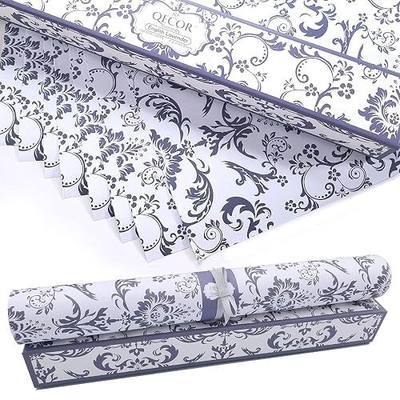 Eight (8) Large Scented Drawer and Shelf Liners - Royal Damask Pattern - 14 x 19½ Inch Sheets - Non-Adhesive Paper Sheets for Closet Shelves and Dresser Drawers (English Lavender)