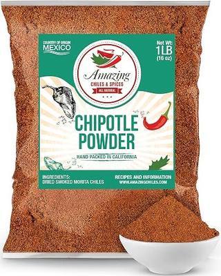 Chipotle Chili Powder 1LB Bulk Ground Smoky Pepper Seasoning BBQ Rubs | Medium high heat from smoked jalapeno. Use in marinades, salsa, adobo, wings & grilled meats. All natural. Resealable bag.