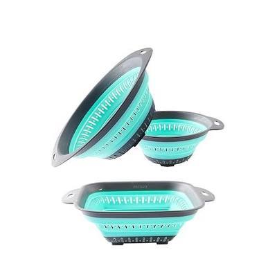Colander Set - 3 Collapsible Colanders (Strainers) Set - Includes 3 Folding Strainers Sizes 9.6" - 2 Quart and 10.8" - 3 Quart 12.8" - 4Quart (green)