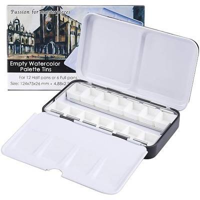 MYARTOOL Watercolor Tin Palette, Metal Empty Paint Case with 12 PCS Empty Half Pans for DIY Travel Watercolor Palette, Acrylic and Oil Painting