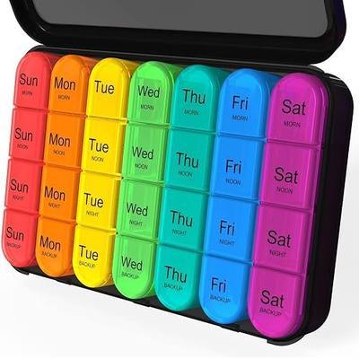 Daviky Pill Organizer 4 Times a Day, Pill Box 7 Day, Large Weekly Pill Case | Medicine Organizer for Travel with Removable Containers, Convenient to Hold Daily Vitamins, Supplements and Medication