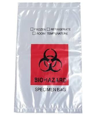 Biohazard Specimen Bags,100pcs 6x9in/15x25cm with Biohazard Red Logo Printing, Ziplock Top Sample Bags with Outside Pocket Paperwork Pouch