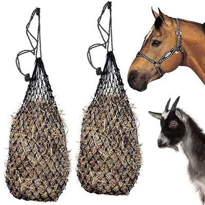 Majestic Ally 2 pcs Ultra Slow Feed 1.5"x1.5" Holes 40” Hay Net for Horses and livestocks (Black)