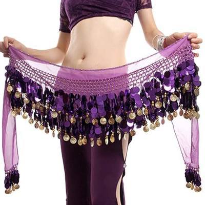 Belly Dance Hip Scarf, Sweet Dance Skirt Wrap Bling Sequin Coins