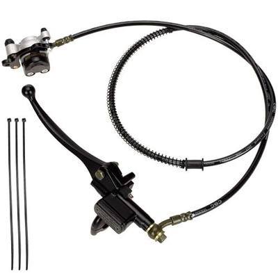 FVRITO 50 Inch Upgraded Left Hydraulic Disc Hand Brake Master Cylinder Caliper Assembly for 97cc 2.8HP Baja Doodle Bug DB30 Blitz Dirt Bug Racer Mini Bike Motorsports Go Karts