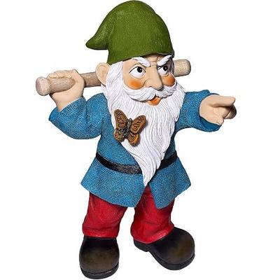 Mood Lab Garden Gnome with Baseball Bat - 9.45 Inch Tall Statue - Garden Figurine for Outdoor or House Decor